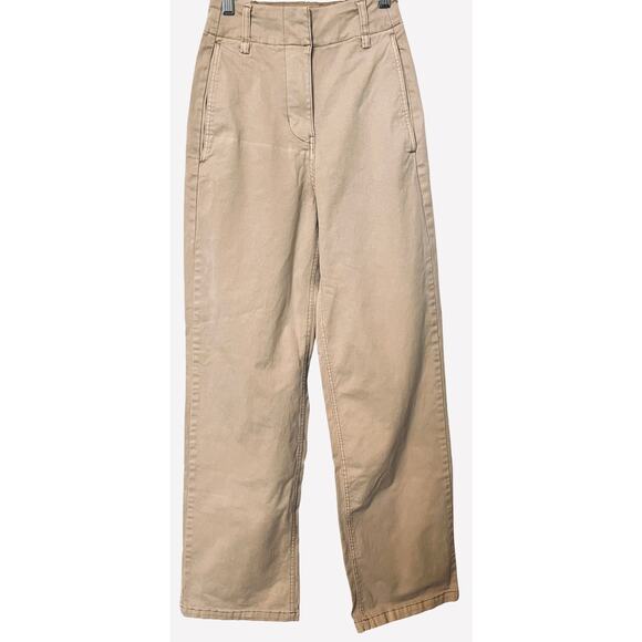 H&M HI-RISE, FLARED/BOOT CUT, KHAKI TROUSERS, WOMENS, 0 (TALL), BEIGE KHAKI - Picture 1 of 11